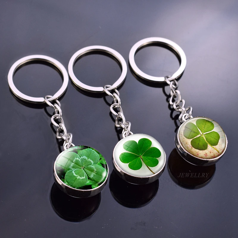 Shamrock счастливый клевер хрустальный шар брелок четырехлистный клевер стеклянный кабошон для кулона ювелирные изделия Сфера брелки День Святого Патрика подарок