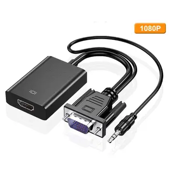 

1080P VGA to HDMI- Converter Cable Female VGA Male to HDMI comverter Adapter with 3.5mm Output for PC Laptop to HDTV Projector