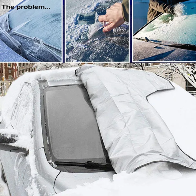 Erős Mágneses Autó Hótakaró Ezüst Ruhával Hó És Fagyálló Anti-Című Védő Borítás Első Szélvédő - Image 2