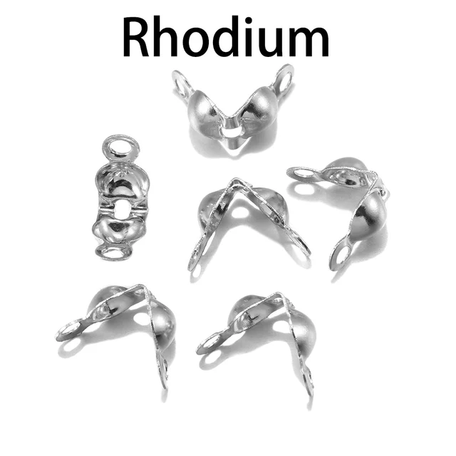 100-200pcs Connector Clasp Fitting 4*7mm Ball Chain Calotte End Crimps Beads Connector Components For DIY Jewelry Making Supplie 200pcs Rhodium