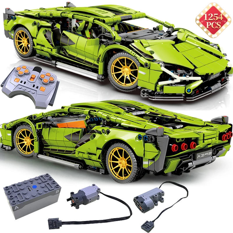 Технические гоночные строительные блоки MOC имитация зеленых супер спортивных