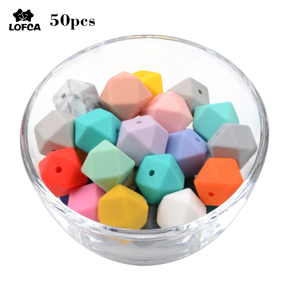 

Wholesale 17mm 50pcs/lot Large Hexagon Loose Silicone Beads Baby Teething Necklace Teether Beads For Baby BPA Safe Loose Beads