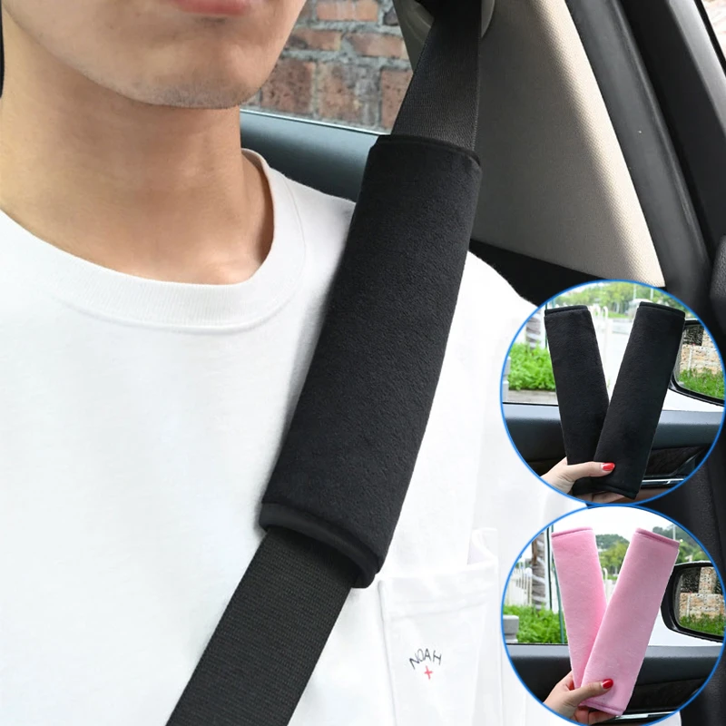 Funda Universal para de seguridad de coche, almohadilla de hombro de felpa suave, estilo de coche, cinturones de seguridad, protector de hombro, accesorios interiores de coche, 2 piezas|Cinturones de seguridad y