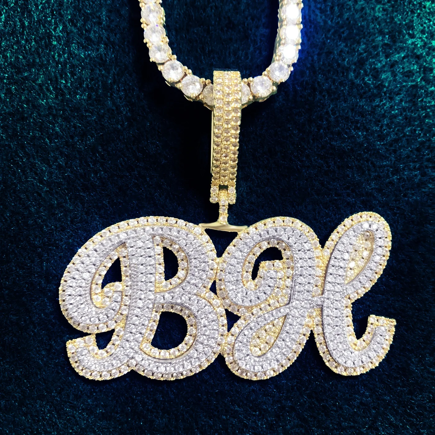 Custom Cursive Letter Name Pendant Men 
