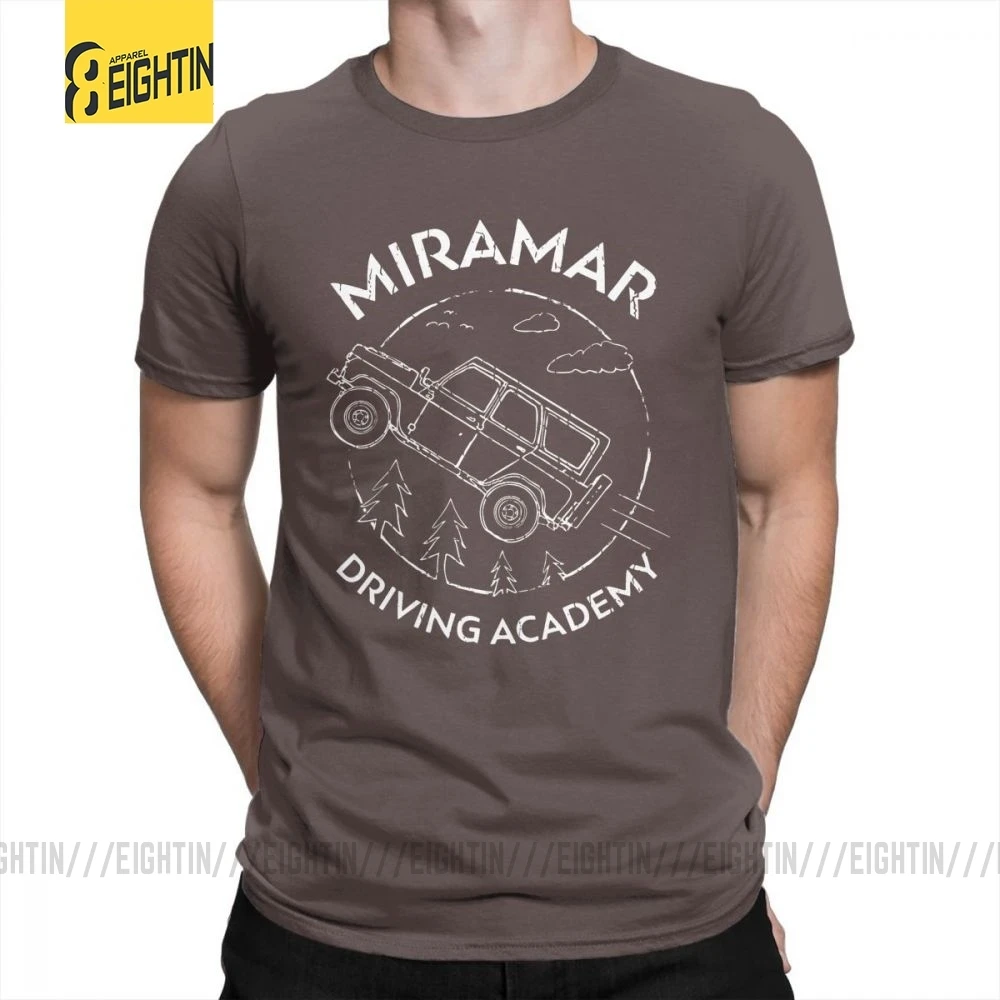 Забавные футболки PUBG Miramar для вождения, Academy, футболки с круглым вырезом, большие размеры, футболки, хлопок, футболки с коротким рукавом для мужчин, большие размеры - Цвет: Коричневый