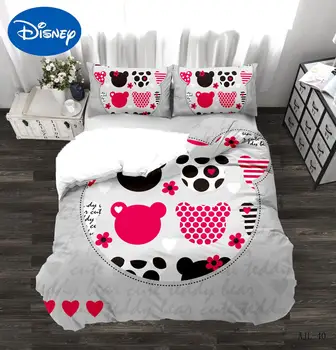 

Disney Mickey Minnie Bedding Set Cartoon Duvet Cover Twin Full Queen King White Black Decorative Kids bedlinen