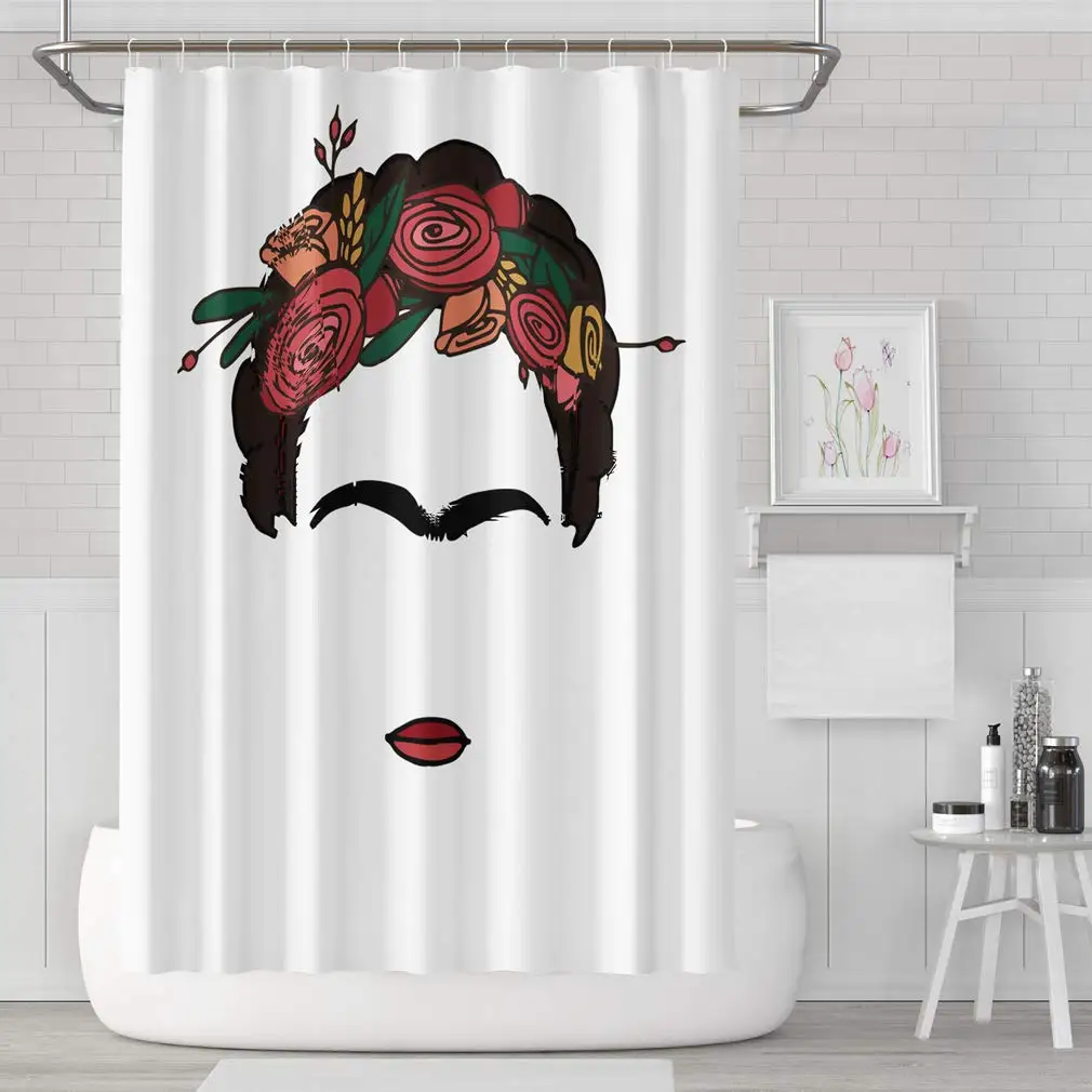 

Frida Art Feminist Mexican Pattern Bathroom Waterproof Fabric Home Bath Decorative Polyester