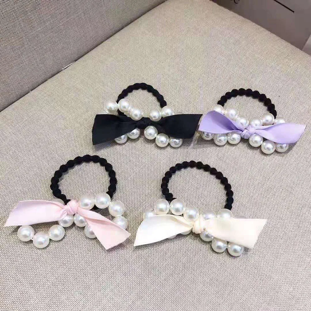 Woman Big Pearl Hair Ties Fashion Korean Style Hairband Scrunchies Girls Ponytail Holders Rubber Band Hair Accessories