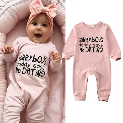 

0-24M bebé recién nacido niñas niños mameluco letra impresión manga larga Otoño Invierno monos ropa trajes
