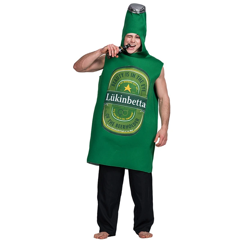 Зеленый пивной человек фляга для виски комбинезон высокого качества Хэллоуин Косплей костюмы Карнавальная Фантазия платье Disfraz для взрослых