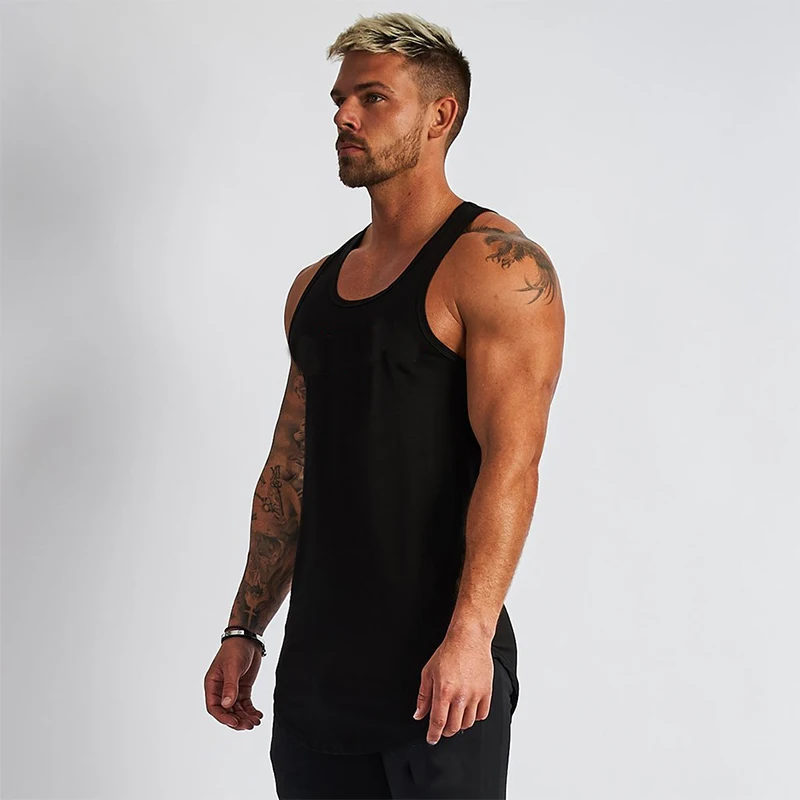 Gyms Tank Tops Men Elastic Cotton Vest O-Neck Gyms Tank Top Men Sleeveless Shirts Muscle Fitness Tops