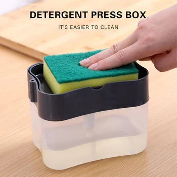 

2-in-1 Soap Pump Dispenser With Sponge Holder Cleaning Liquid Dispenser Container Hand Press Soap Organizer Kitchen Cleaner Tool