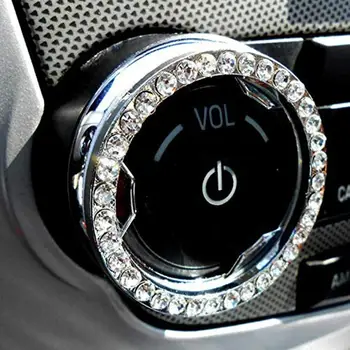 

Car Key One Button Start Ring Diamond Start Ring One Button Start Decorative Ring Rhinestone Car Decal Ring Button