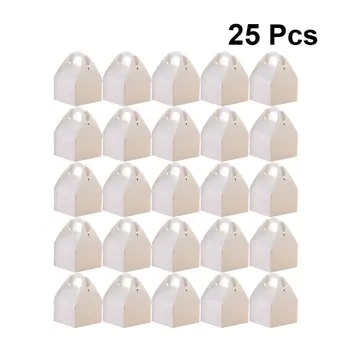 

25 Pcs Cardboard Candy Box Kraft Paper Foldable Candy Packaging Tote Bags Party Favors DIY Painting Sweet Container for Christma