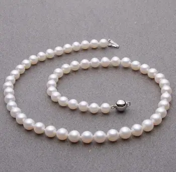 

Free Shipping Women Gift word Love real shitou 00997 Charming 7-8 AAA+ natural pearl necklace 925