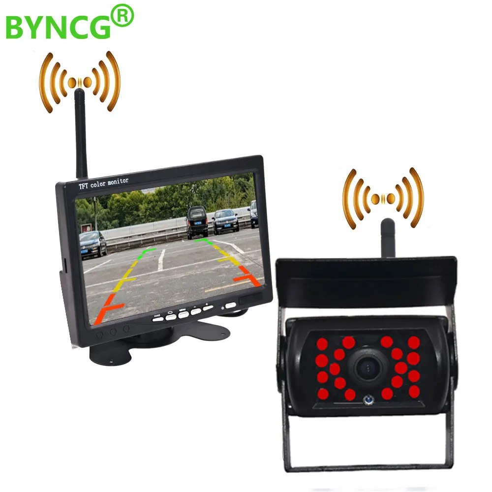 7/" Monitor RV Truck 2X Wireless IR Rear View Back up Camera Night Vision System