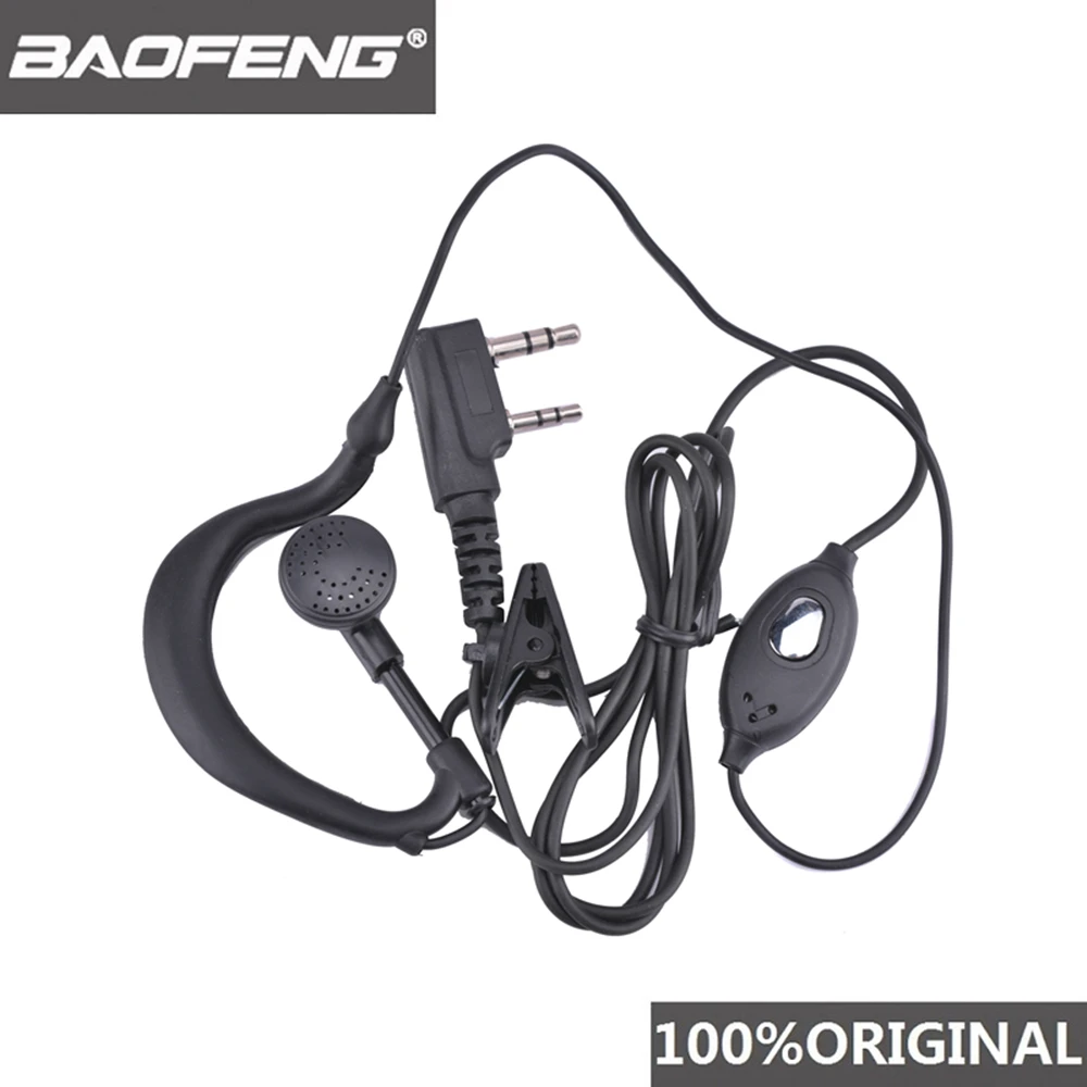 Baofeng-Walkie Talkie Woki Toki Headphone, UV-5R fone de ouvido, rádio bidirecional, microfone, microfone, fone de ouvido, PTT, original