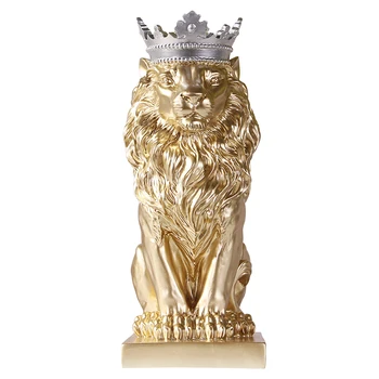 

Nordic Style Golden Crown Lion Resin Art&Craft Statue Creative Study Office Desktop Decoration Figurines X3616