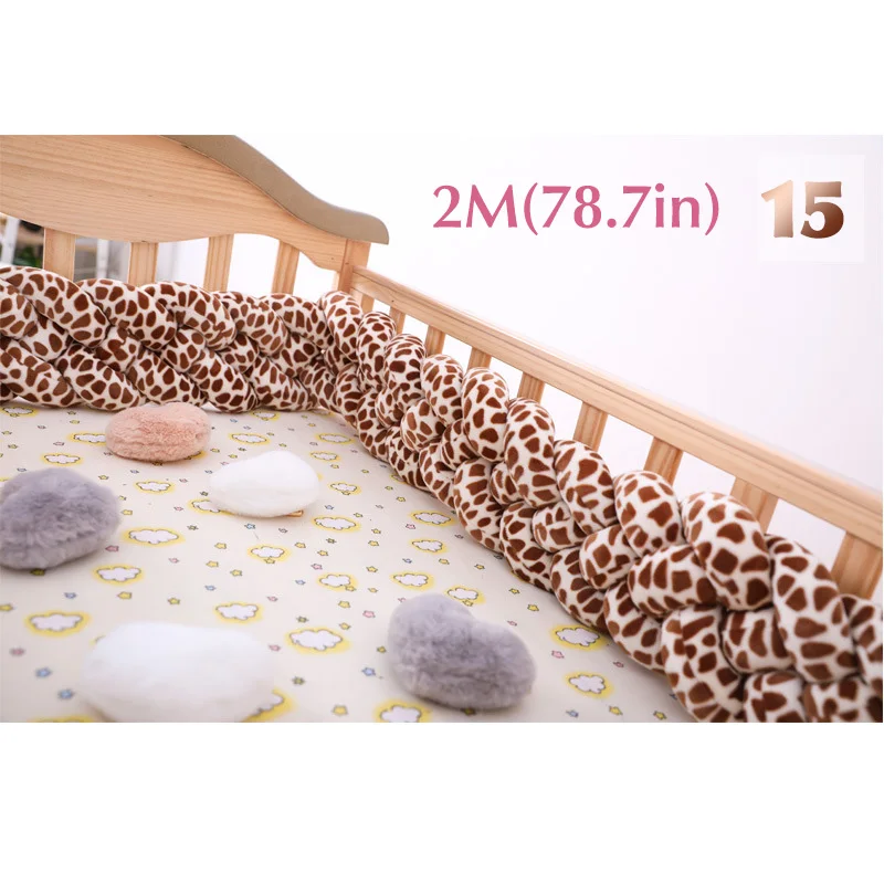 15 2m Baby Shining 4 Strands Newborn Crib Bumper 2M/3M Infant Bed Protector Room Decor 17CM(6.7in) Height Pure Weaving Plush Knot - Цвет: 15 2m
