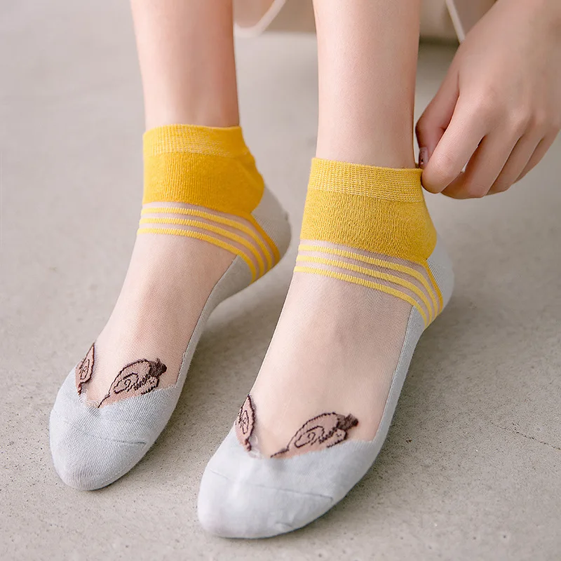 

Tea colour socks wholesale new color matching three poles glass wool socks cartoon snail ship socks. Lady