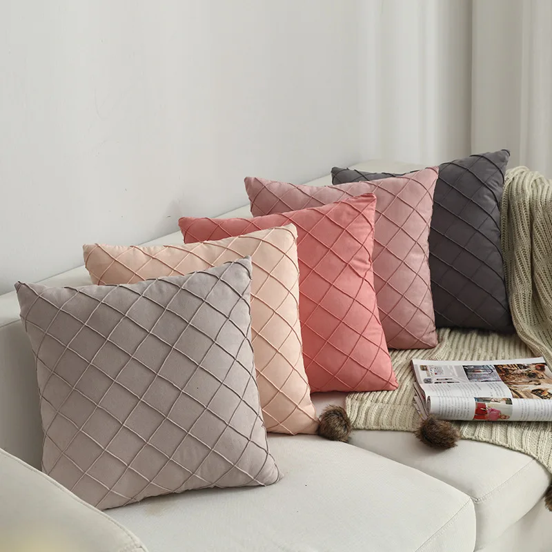 Modern Simple Nordic Pillow Cover Suede Checker Cushion Cover