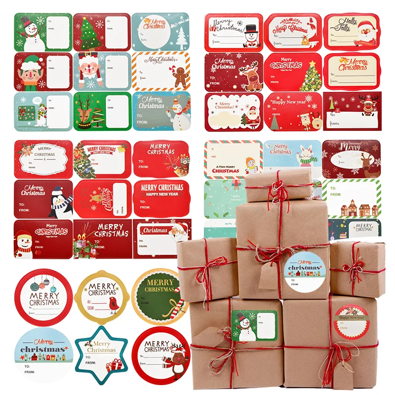 200PCS/Roll Christmas Gift Tag Stickers Self-adhesive Gifts Name Tags Xmas  Label