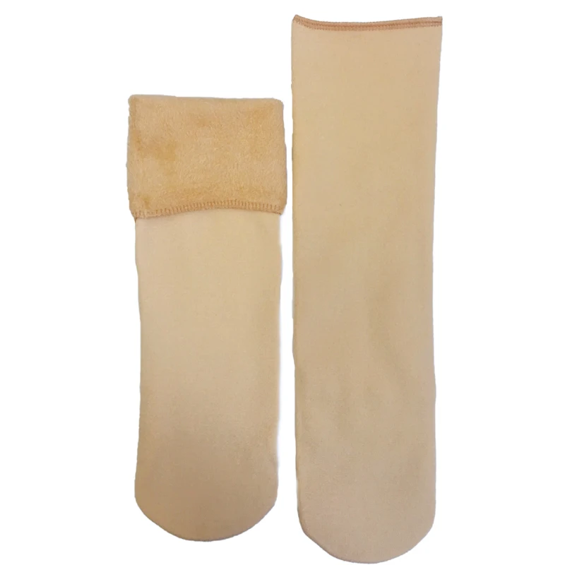Теплые носки для мужчин и женщин; толстые теплые шерстяные кашемировые зимние носки; бесшовное бархатное Сапоги унисекс; носки для сна - Цвет: Бежевый