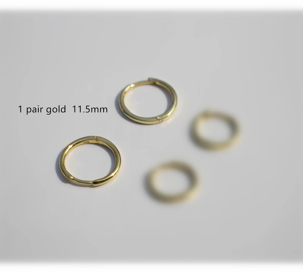 Серьги из стерлингового серебра 925 пробы, модное классическое простое кольцо для ушей, Пряжка для ушей, милые трендовые серебряные ювелирные изделия для девочек и мальчиков - Окраска металла: 1 pair gold 11.5 mm