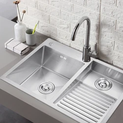 Laundry Tub Balcony Household Stainless Steel Laundry Sink with Washboard One-Piece Large 304 Hand-Made  Kitchen Sink