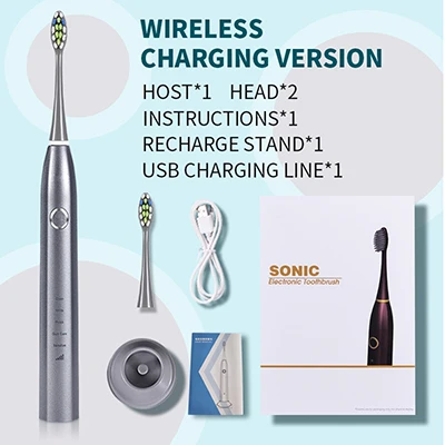 Wireless Gary Kit Электрическая зубная щетка Brosse A Dent Electrique Spazzolino Elettrico IPX7 Водонепроницаемая 1200 сменная зубная головка 5168 - Цвет: Wireless Gary Kit
