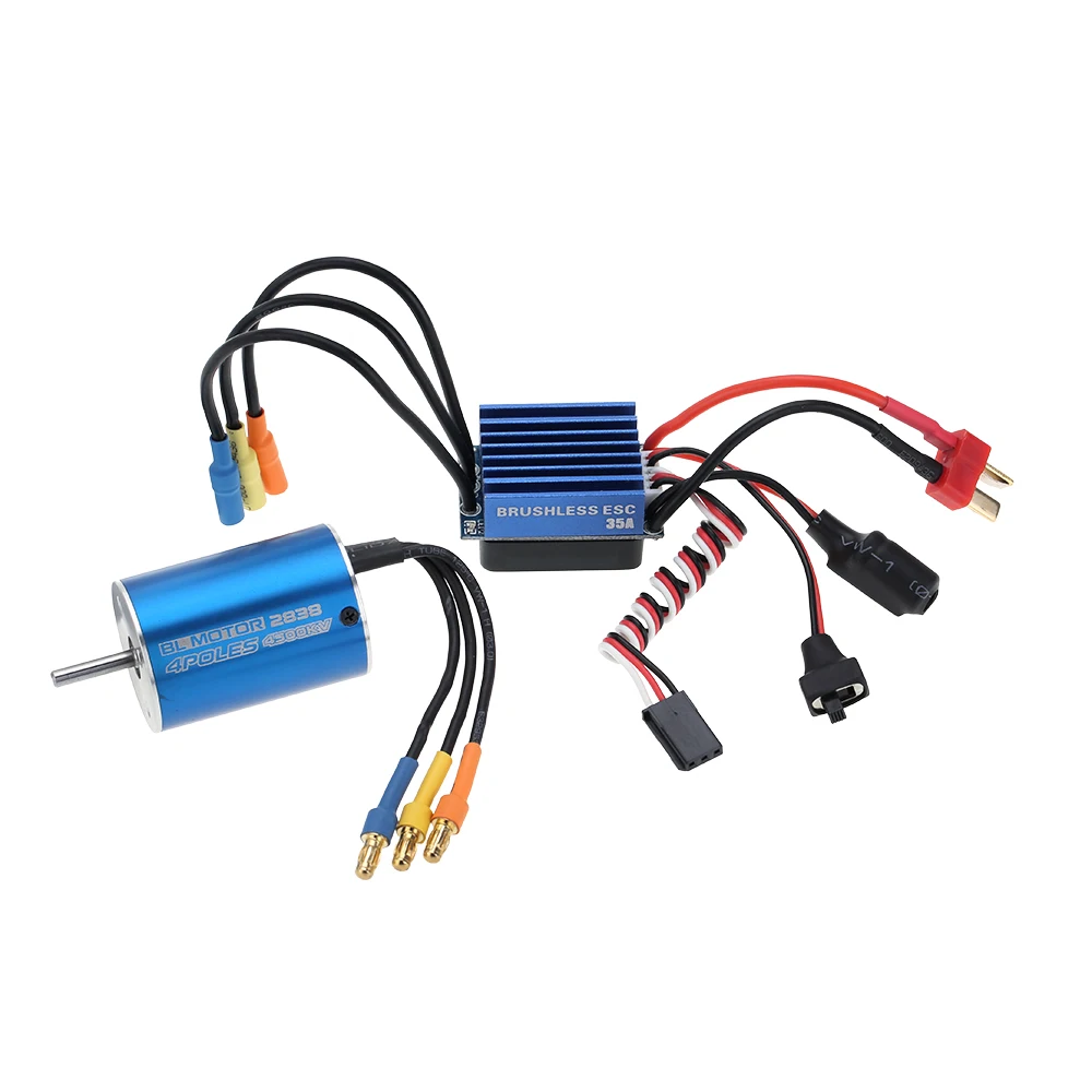 

2838 4500KV 4P Sensorless Brushless Motor With 35A Brushless ESC Electronic Speed Controller for 1/14 1/16 1/18 RC Car