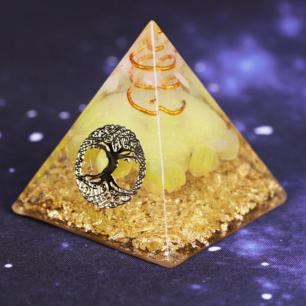 

Orgonite Energy Pyramid Tree of Life Aura Crystal Gather Wealth and Bring Good Luck Resin Decorative Craft Jewelry