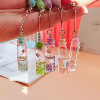 

Creative Cute Glass Bottle Real Flower Pendant Gel Pen Pendant Pen Signature Pen Stationery School Office Supply Dropshipping Ne