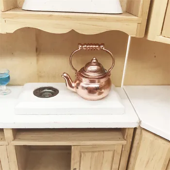 

Mini Furniture Retro Kettle 1:12 Scale Fairy Home Retro Kettle Pot Open Lid Dollhouse Miniature Re-ment Doll House Simulation