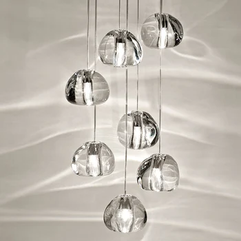 

Nordic LED Pendant Lights Modern Hanglamp High Rotation Stair Lamps Crystal Balls Decoration Lighting Lustre Pendente