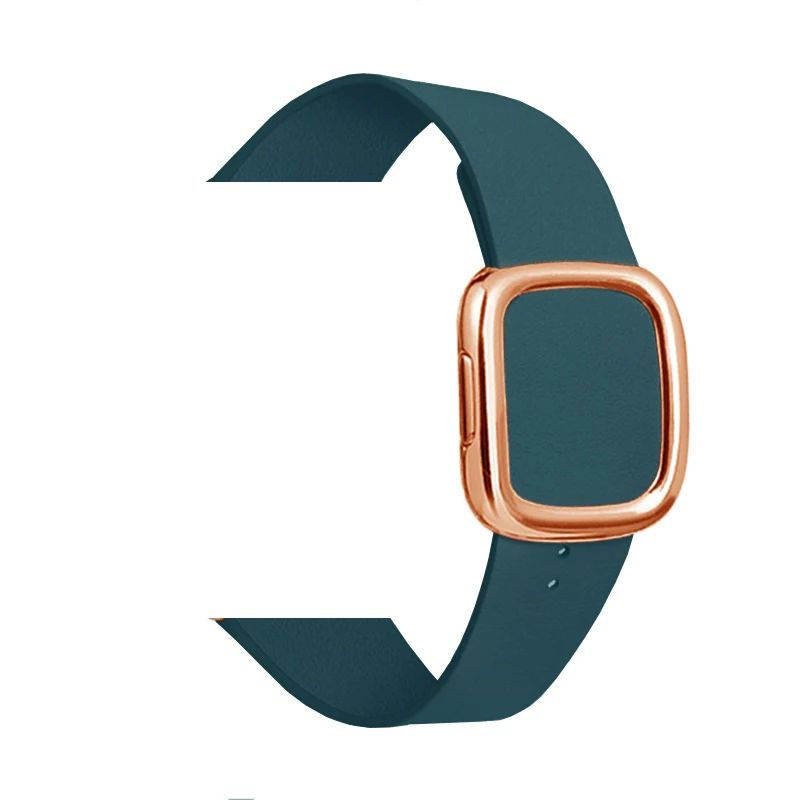 Кожаный ремешок современный стиль ремешок для наручных часов Apple watch 5 4 полосным 44 40 мм спортивный браслет на запястье, аксессуары для наручных часов iWatch 3/2/1 42 38 мм - Цвет ремешка: Pine forest green 3