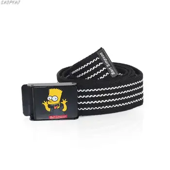 

Cartoon Fabric Women Suitable for Leisure Knitting Leisure Belt bart simpson Men Belt boy Automatic Buckle