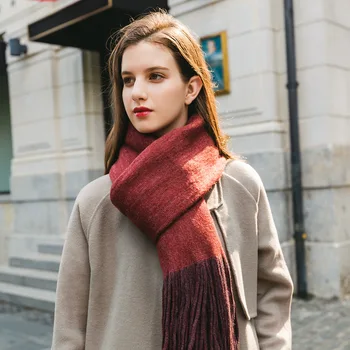 

Scarf for Women 2019 Autumn and Winter Double-sided Color Matching Scarf Solid Color Scarf Fringed Scarf Wild Warm Shawl Scarf