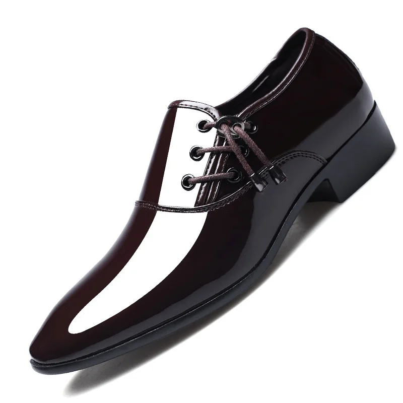 Модельные туфли; мужские туфли-оксфорды из лакированной кожи; Мужские модельные туфли; деловые туфли; мужские оксфорды из кожи; Zapatos De Hombre De Vestir; официальная обувь; 89 - Цвет: Коричневый