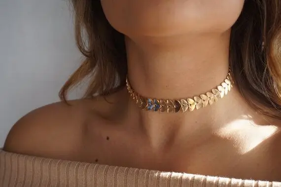 Fashion Leaf Chain Necklace Gold Color Choker Collar Punk Hip Hop Jewelry For Women DJ-275 | Украшения и аксессуары