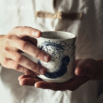 

CHANSHOVA High Capacity 170/200ml Traditional Chinese Retro Style Handpainted Ceramic Teacup China Porcelain Large Tea Cups H269
