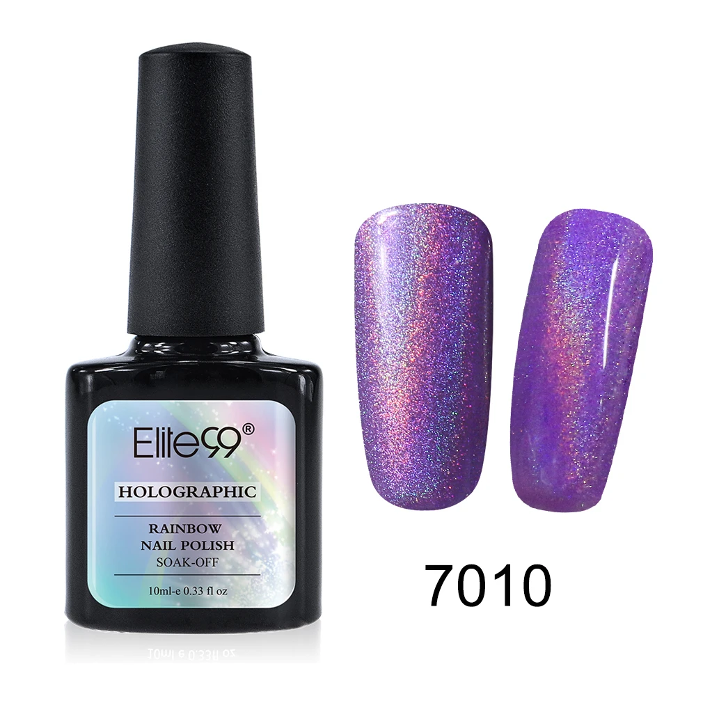 Elite99 10 мл Радужный цветной лак для ногтей сухой в воздухе цветной яркий мерцающий лак для ногтей DIY ногти Маникюр УФ лак для нейл-арта - Цвет: 7010