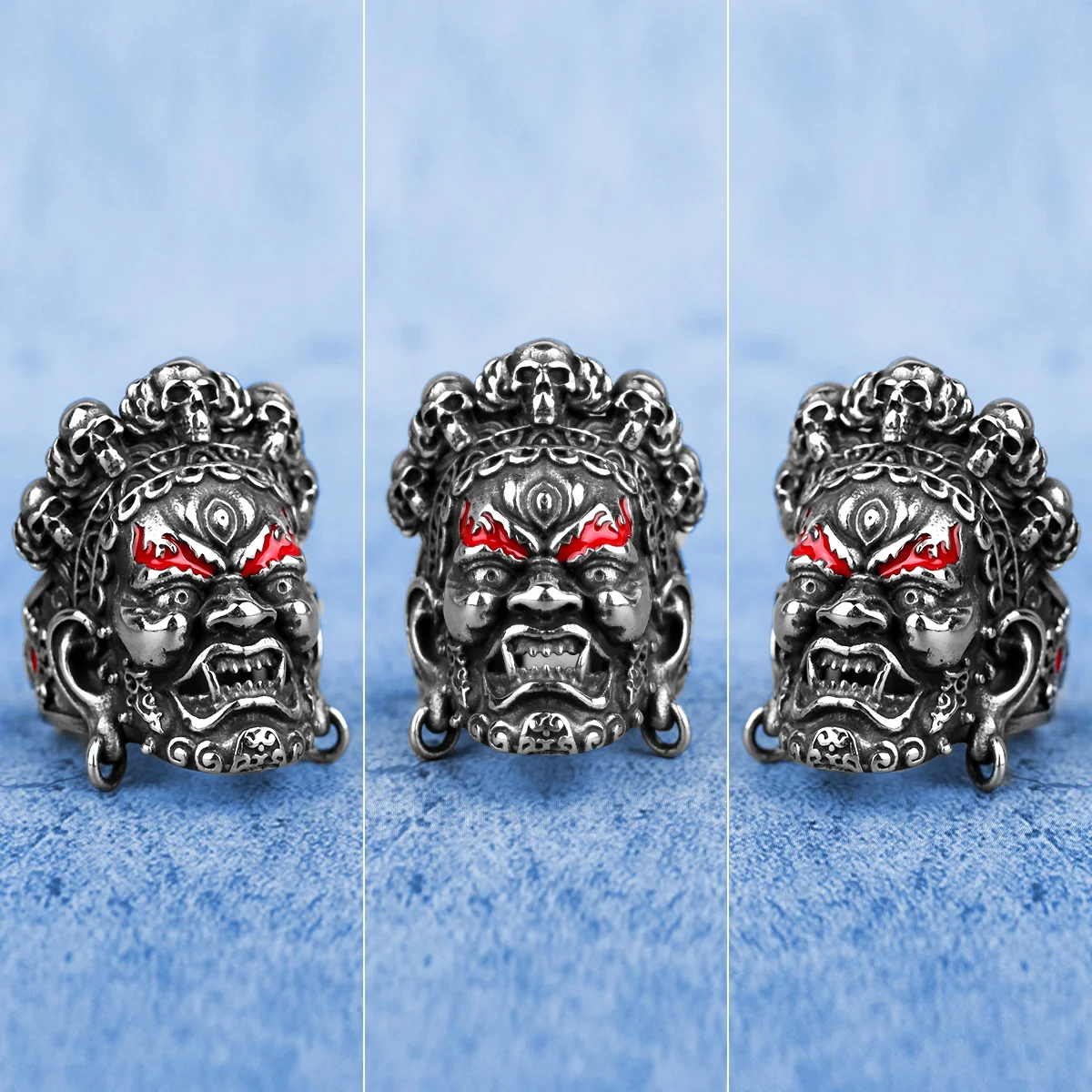 cheap Stainless Steel Men Rings Great Weide King Kong Buddhism Punk Hip Hop for Biker Male Boyfriend Jewelry Creativity Gift Wholesale