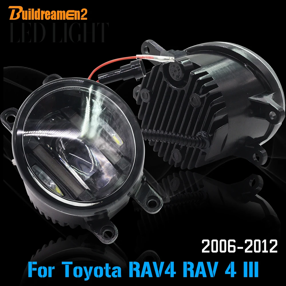 Buildreamen2 2 Pieces Car Accessories LED Light Fog Light DRL Daytime Running Light White For 2006-2012 Toyota RAV4 RAV 4 III