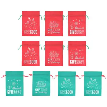 

10Pcs Christmas Storage Bags Drawstring Bags Packing Bags (Random Color Style)