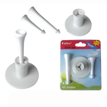 

Golf tee rubber holder + 2 tees 3" & 1 3/4" long practice swing trainer training