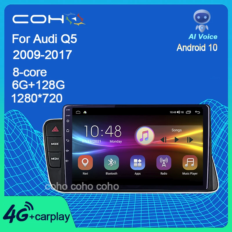 COHO 9 &quotСистема Android 10 0 автомобильный QLED экран радио для Audi Q5 2009-2017 GPS Navi Google WIFI Carplay 6