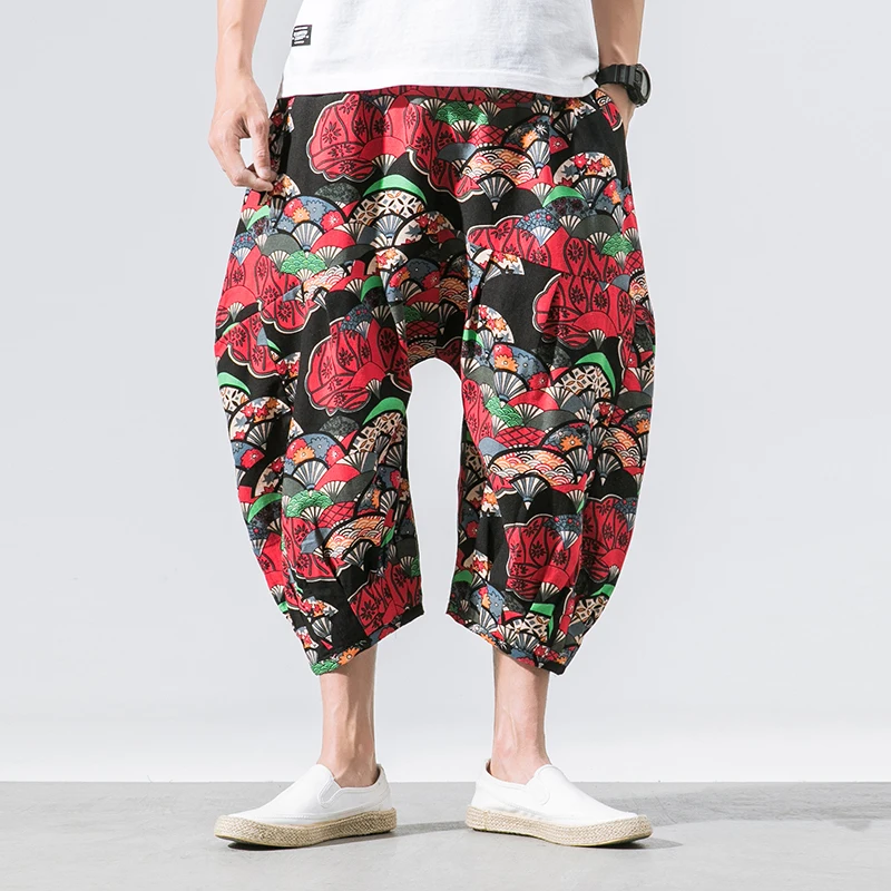 Men Wide Leg Harem Pants Casual Loose Joggers Trousers 2020 Calf-Length Fashion Mens Print Baggy Hiphop Pantalon Hombre Trousers Men Wide Leg Harem Pants Casual Loose Joggers Trousers 2020 Calf-Length Fashion Mens Print Baggy Hiphop Pantalon Hombre Trousers