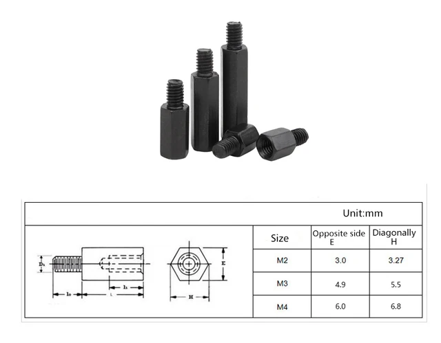 Carte Mère Hexagonale Noire, En Acier Au Carbone, M3 M4 - Vis - AliExpress