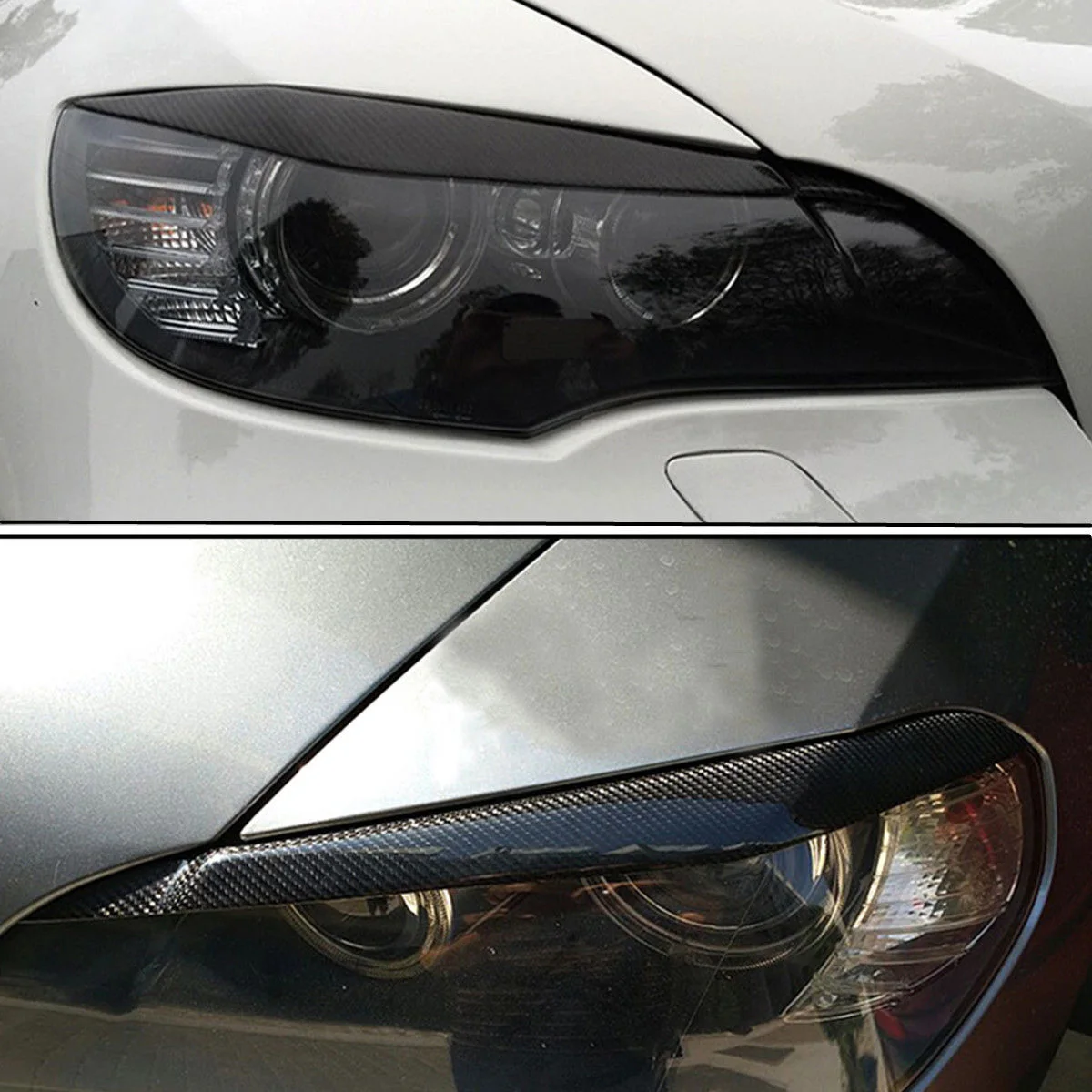 

1 Pair Carbon Fiber Headlight Eyelid Cover Eyebrow Trim Decal For BMW X5 E70 2007-2013 Headlight Trim Cover